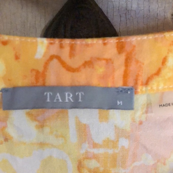 TART elastic waist V neck sunshine color mini dress Size M sleeveless - Picture 2 of 11